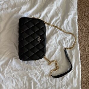 Kate Spade Black Quilted Crossbody with Gold Chain